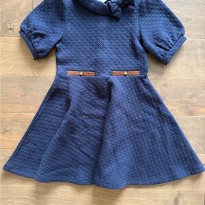 Janie and Jack Navy Blue Quilted Kids Dress- Size 7